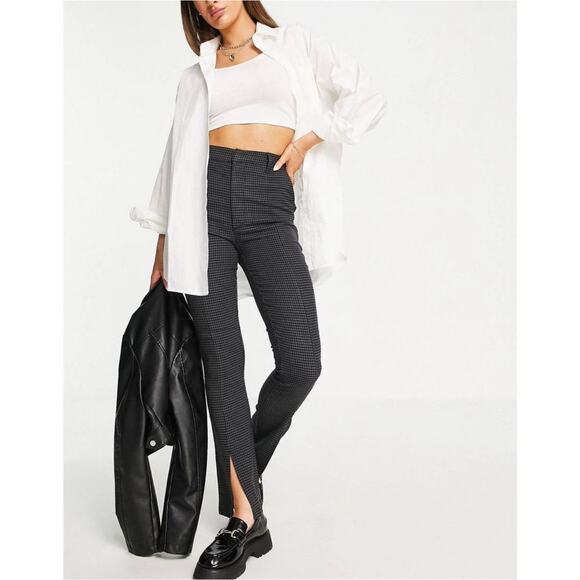 Abercrombie & Fitch Pants - Abercrombie & Fitch Pants Womens 12 Gray Houndstooth Skinny Ultra High Rise Slit